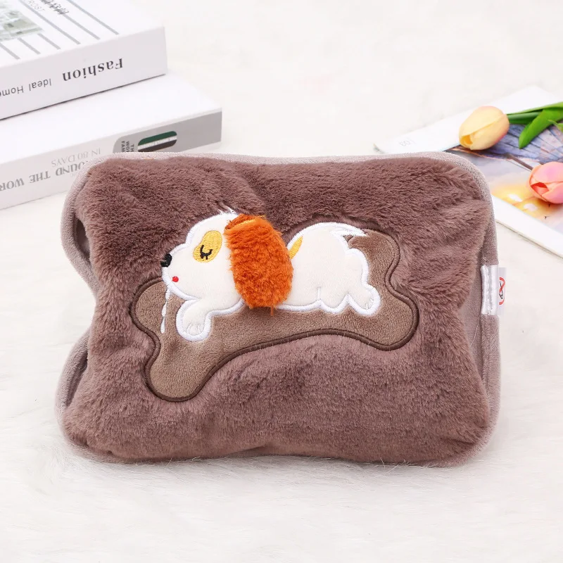 dog grey New Electric Hot Water Bottle Cartoon Puppy Charging Hand Warmer Creative Warm Baby Hot-water Bag Winter Warm Heating Bag hz-390 - Color: dog grey