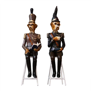 

Nordic Officer Dog Character Sculpture Figurine Resin Modern Art Figurine Ornament Home Decoration Accessories Desktop Decor