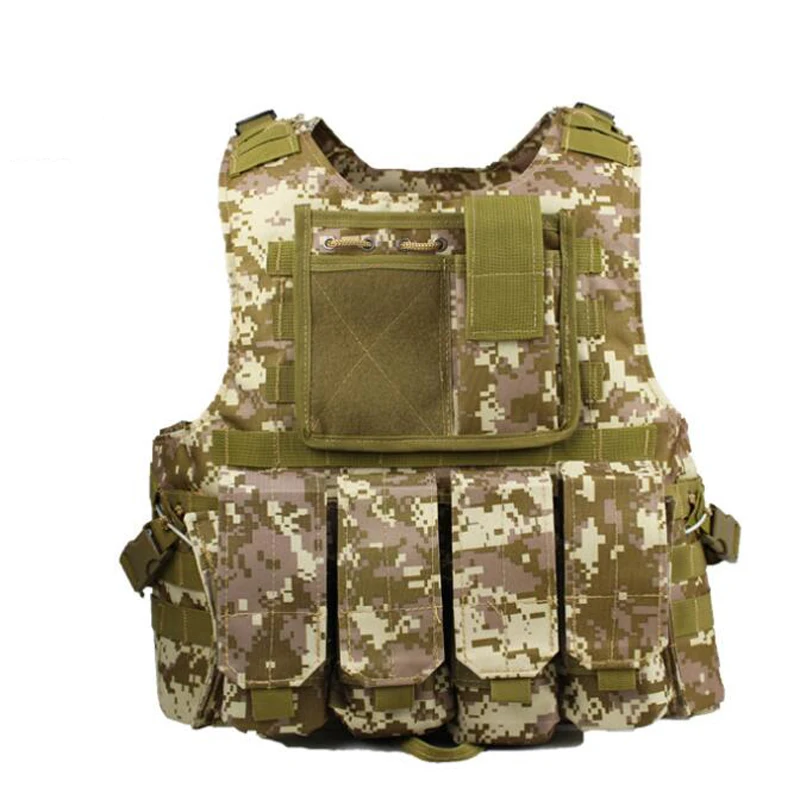 Страйкбольная военная одежда Тактический Жилет Molle боевой штурмовой стальной провод жилет открытый пейнтбол камуфляж одежда охотничий жилет - Цвет: Desert digital