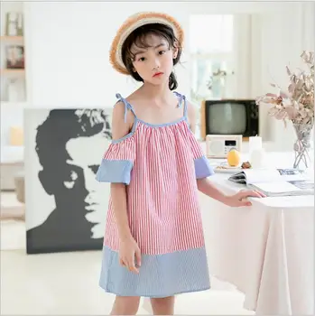 

girls summer off shoulder dress teenage girls striped strapless dresses children clothes wholesale