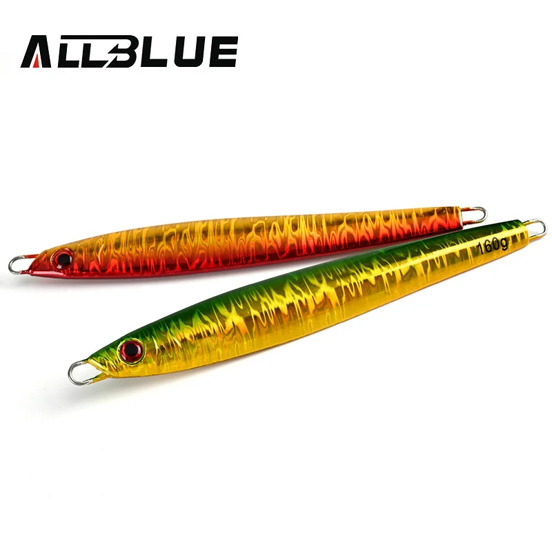 ALLBLUE 금속 지그 120g 160g 200g 인공 미끼 쇼어 빠른 지그 스푼 낚시 미끼 슈퍼 하드 바닷물 태클