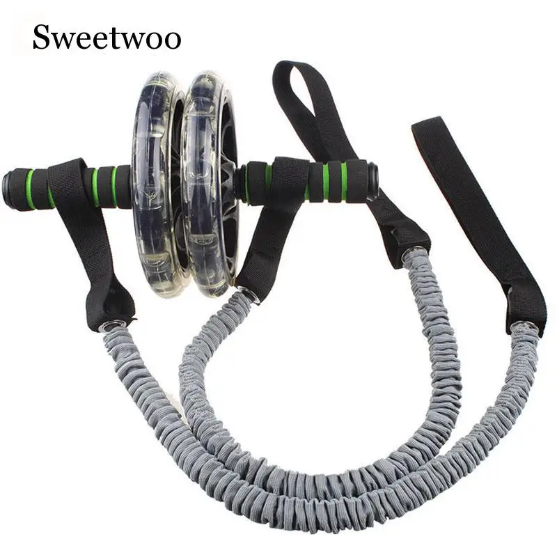 SWEETWOO, 2 шт., эластичность, Ab ролик, Тяговая веревка для талии, оборудование для похудения, для тренажерного зала, для фитнеса, Эспандеры, тянущийся пояс