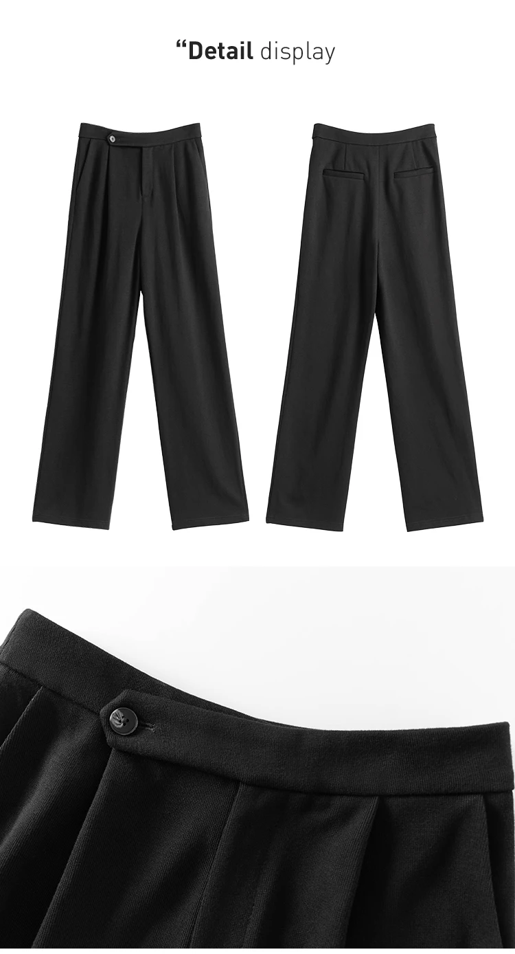 Black Straight Leg Trousers Womens | Black Straight Leg