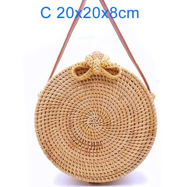 20x8 da hu die Круглые соломенные сумки, женская летняя сумка из ротанга, ручная работа, тканая пляжная сумка через плечо, круглая богемная сумка, БАЛИЙСКАЯ Самая низкая цена L31 - Цвет: 20x8 da hu die