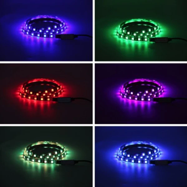 Usb источник питания Led 5050 100 см Водонепроницаемая Rgb Гибкая полоса лампа Dc 5 в ТВ фоновое освещение Diy декоративная лампа