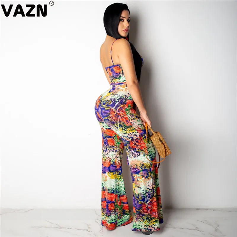 VAZN GSN13603 Новые Вечерние красочная повязка ночной клуб возраст снижение женский комбинезон без рукавов длинные брюки Комбинезоны Сексуальная ветровка