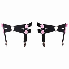 Розовые кавайные Подвязки для ног с цветами, Свадебные чулки для связывания, подвязки, черные готические подвязки на ремешке, женское сексуальное нижнее белье, ремень в стиле панк