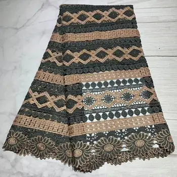 

2019 High quality Embroidery guipure water Swiss African milk silk cord soluble lace Fabric for dress 5yards/lot DFS46