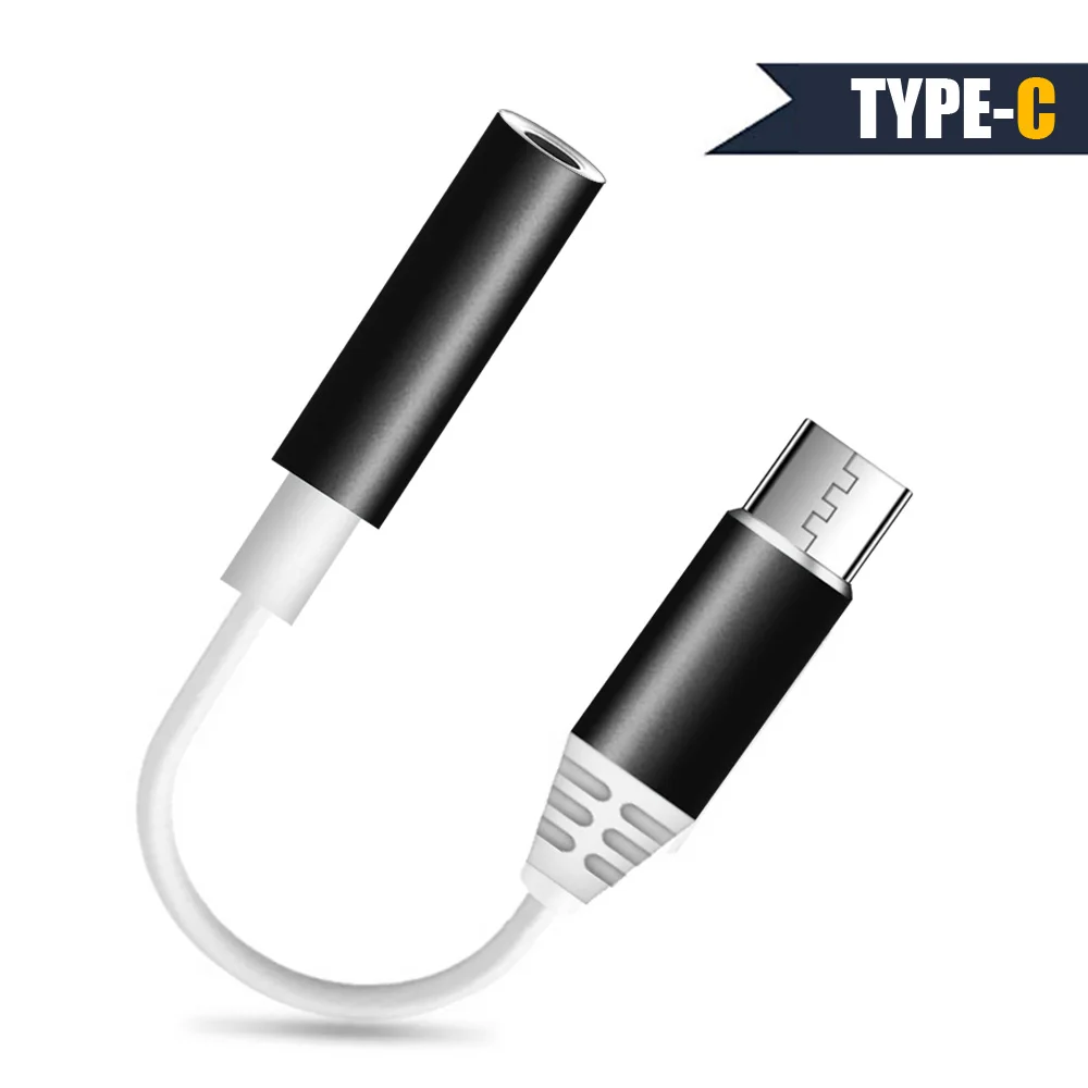 USB C до 3,5 мм наушники Aux Jack адаптер USB-C аудио кабель type C для iPad Pro для huawei Xiaomi 9 type-C конвертер вызовов - Цвет: black