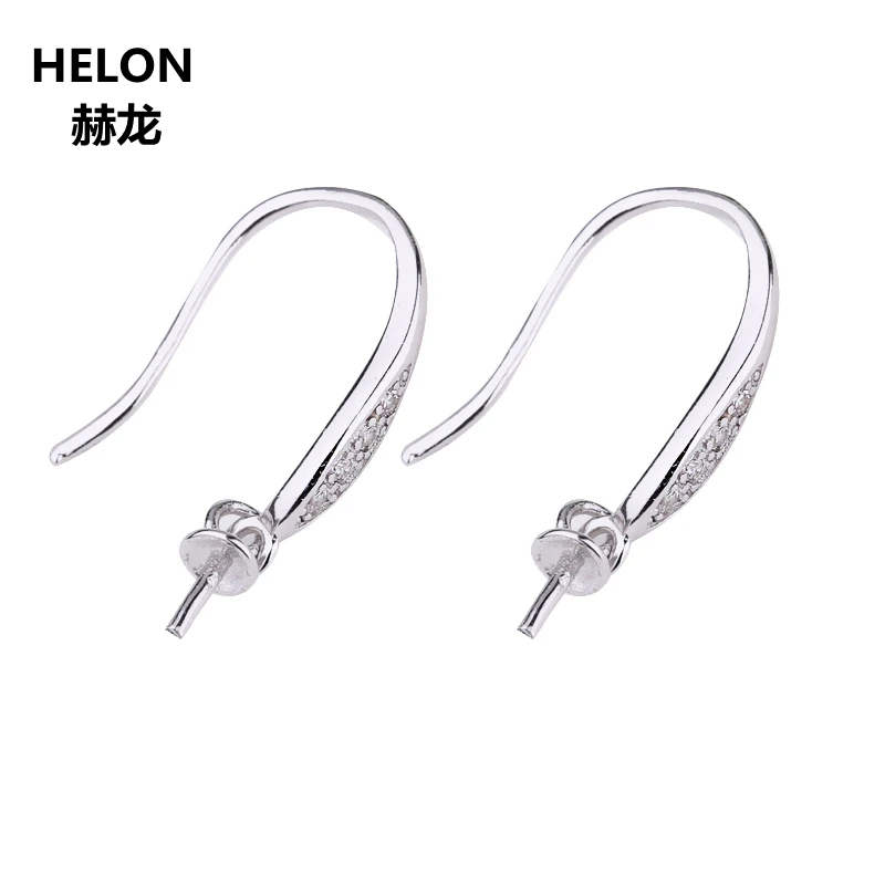 

925 Sterling Silver Women Drop Earrings 7-13mm Pearl or Round Bead Semi Mount Earrings CZ Wholesale