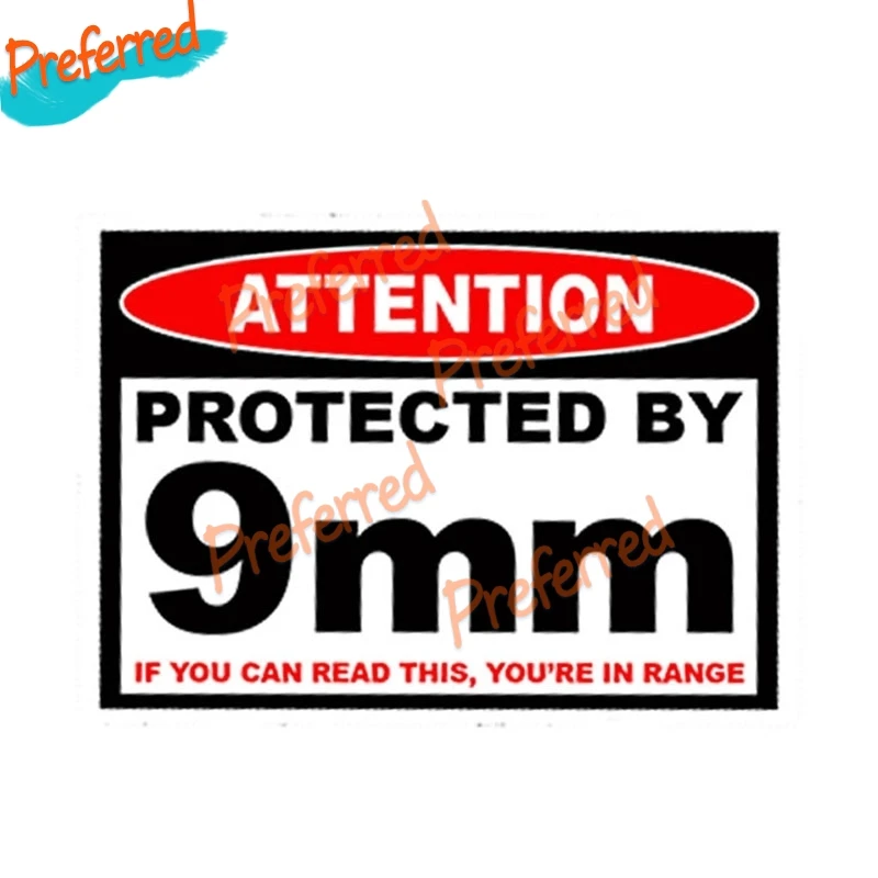 

Protected 9 Mm Warning Sticker Pistol Gun Case Safe Ammo Box Decal Motocross Racing Laptop Helmet Trunk Wall Vinyl Car Sticker
