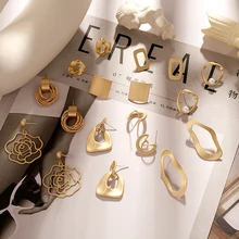 Винтажные минималистичные Стильные Металлические панковские серьги-гвоздики, новые темпераментные серьги гиперболы для женщин, изготовление ювелирных изделий