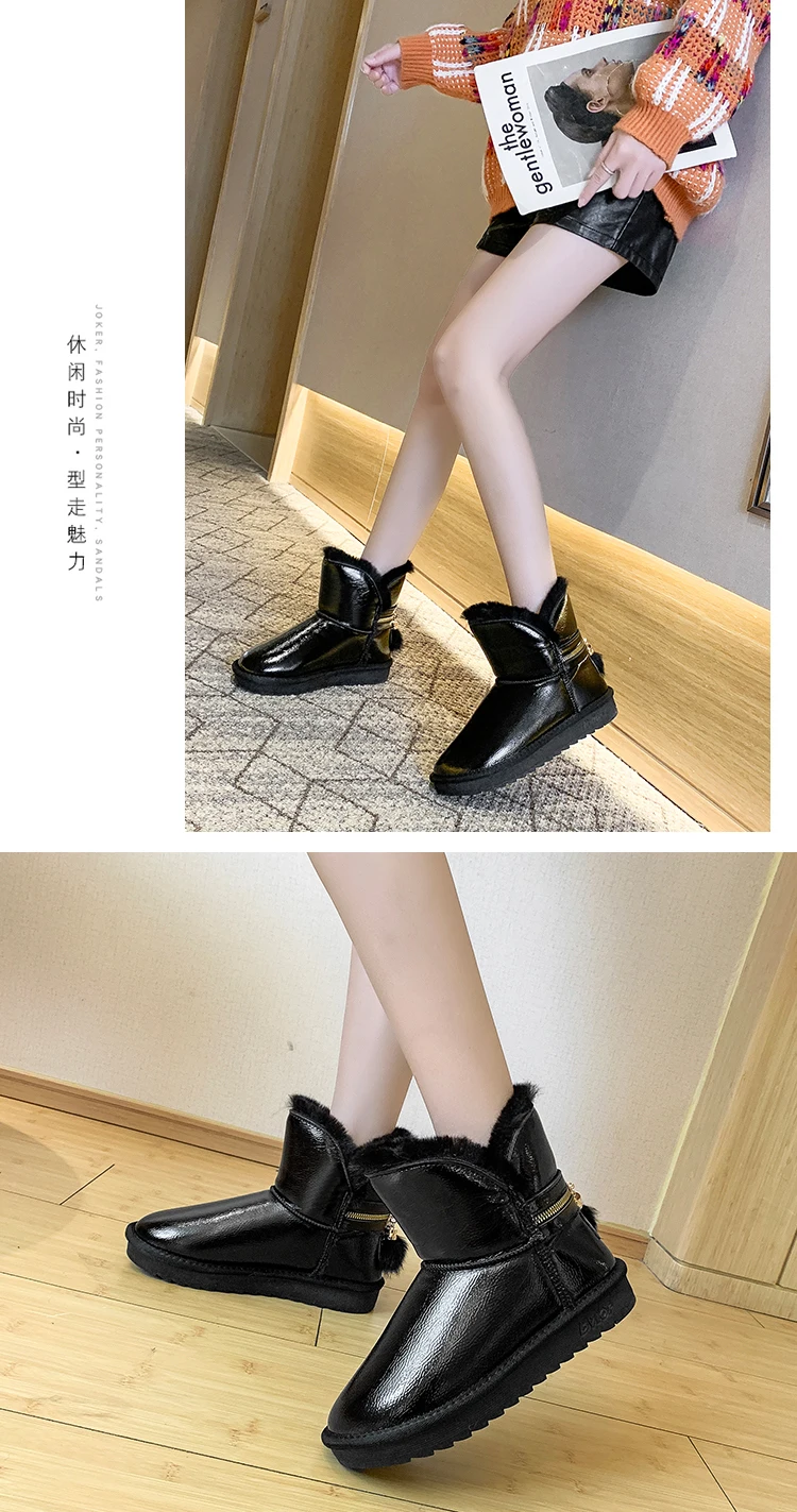 Женские зимние ботинки; зимние Нескользящие ботинки; bottes femme; водонепроницаемые ботинки на меху с плюшевой подкладкой для холодной погоды; женская обувь на платформе