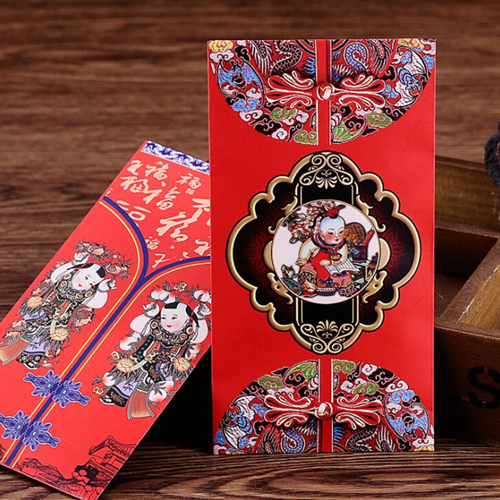 12 шт Свадебный китайский новогодний счастливый конверт для денег Hongbao красный