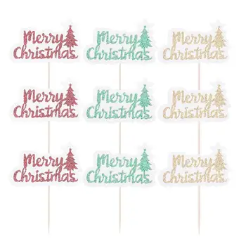 

30pcs Cake Topper Paper Christmas Tree Party Supplies Fruit Picks Cupcake Toppers for Christmas