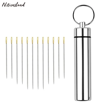 

24pcs Big Eye Self Threading Needles Embroidery Sewing Stainless Steel Needle & Metal Needles Storage Case for Hand Sewing Tools