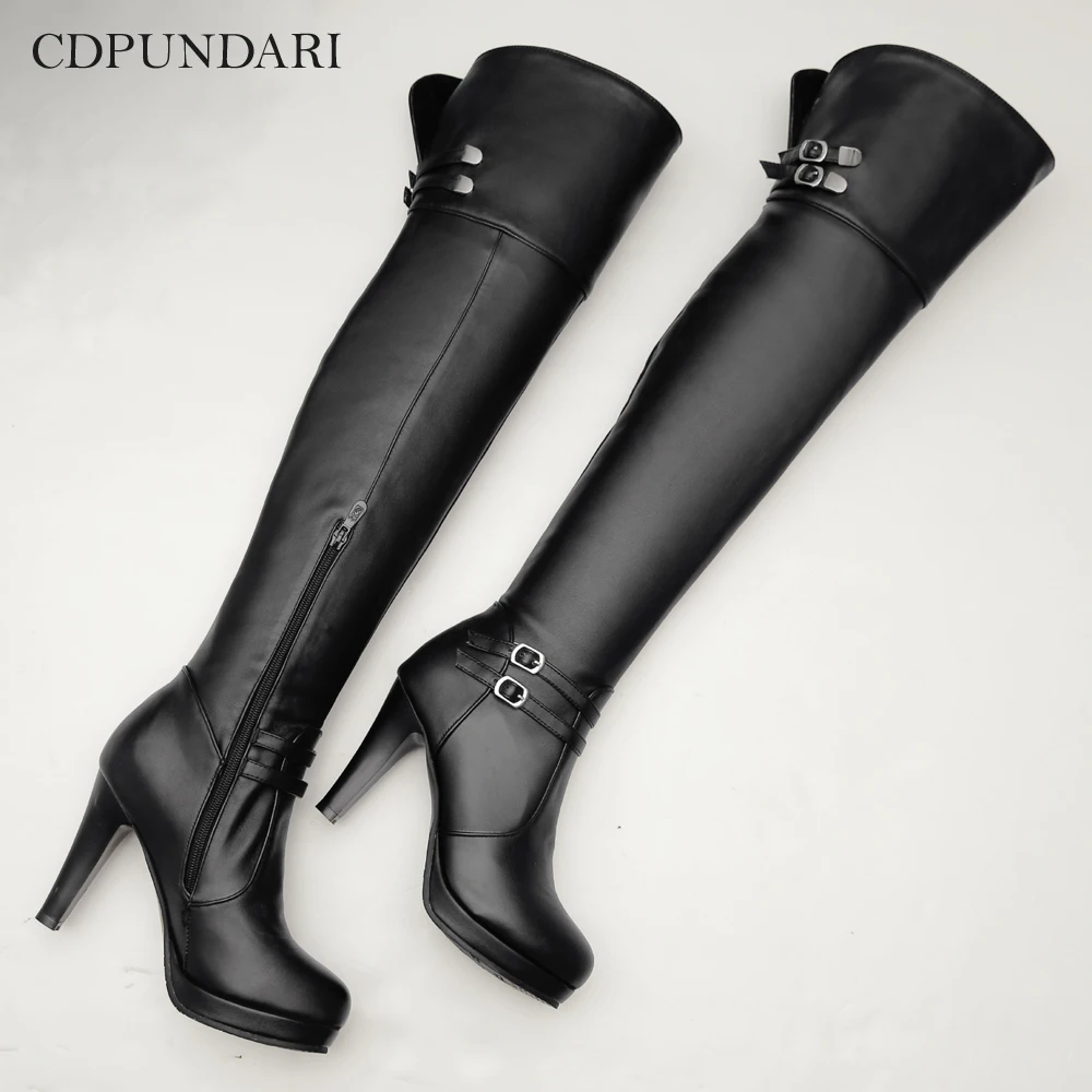 CDPUNDARI/ботфорты на высоком каблуке женские ботфорты на платформе зимняя обувь cuissardes/пикантные высокие сапоги
