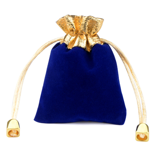 7x9cm Vintage Velvet Package Bags Gold Trim Drawstring Black Wine Red Blue Gift Bags Wedding Jewelry Packaging Pouches