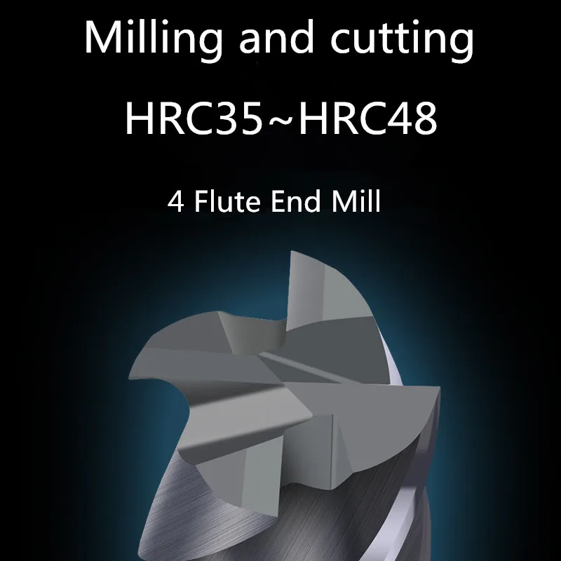 ZGT Endmill Metal Cutter Fresa HRC50 4 Flute Alloy Carbide Tungsten Steel Milling Cutter End Mill 6mm 8mm 10mm 12mm 16mm 20mm