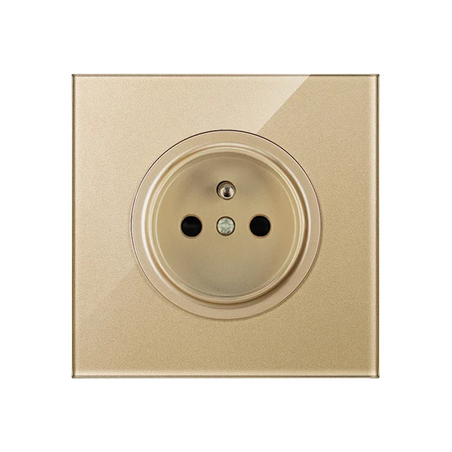 KAMANNI Frameless Grey Glass Panel Luxury Wall Rocker Light Button Switch Socket Led Indicator 2 Gang Controls 1/2Way New Design FR Socket