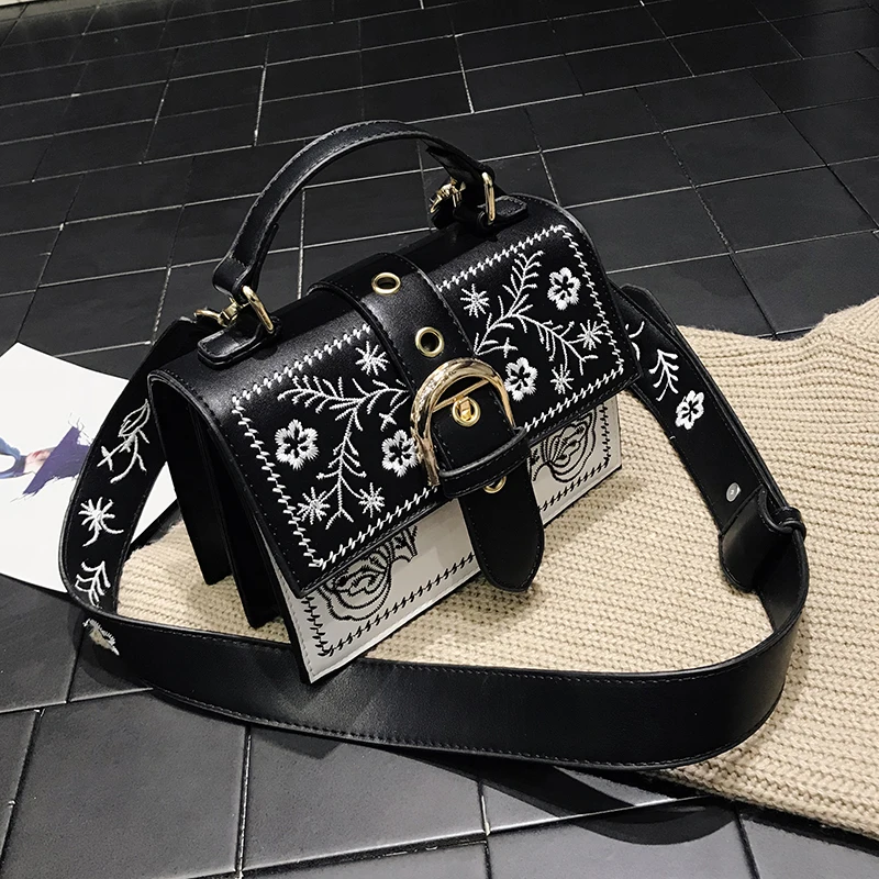 Bolso cuadrado pequeño para mujer, bandolera de piel sintética, color negro, Estilo Vintage, a la moda, 2021