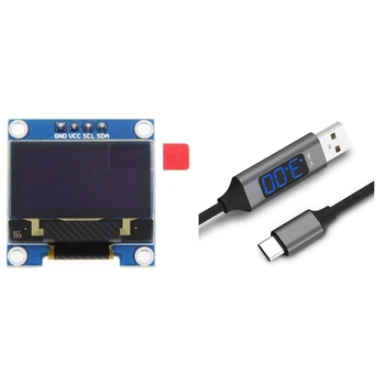 

1 Pcs 0.96 Inch Iic I2C Serial Gnd Oled Lcd Led Display Module & 1 Pcs Type-C ligent Digital Display Data Line