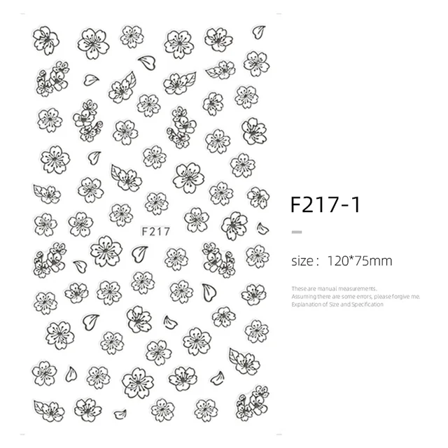 HNUIX Nail stickers circle silver gold geometry hollow 3D sticker art nail sticker sticker slider stickers star moon F217silver