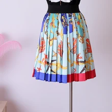 Летняя новая женская юбка короткая юбка подводный мир Морская Звезда Печать Парча плиссированная юбка