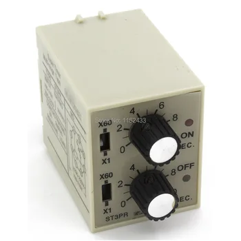 

ST3PR AC 220V 110V repeat cycle SPDT time relay twin timer 10s*10min 30s*30min 60s*60min