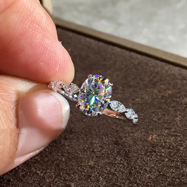 Natural Oval Moissanite Gemstone 14K White Gold Jewelry Engagement Ring Women Channel Setting Anillos De Bizuteria Ring moissanite ring gemstone ring wedding rings gold rings golden ring