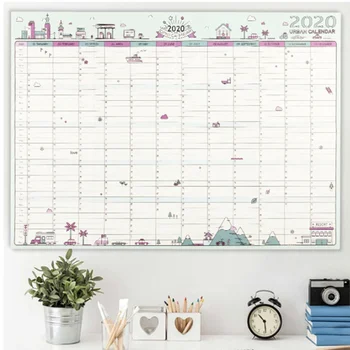

1PC 2020 Year Wall Calendar with Sticker Dots 365 Days Learning Schedule Planner Year Memo Agenda Organizer Office