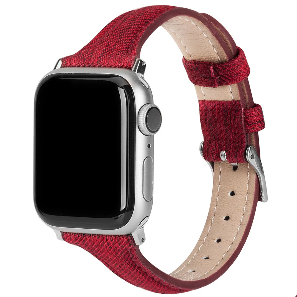 Плетеная холщовая ткань ремешок для Apple Watch 38 мм 40 мм 42 мм 44 мм Замена тканевая повязка спортивный ремешок для iWatch серии 5 4 3 2 1 - Цвет ремешка: Red