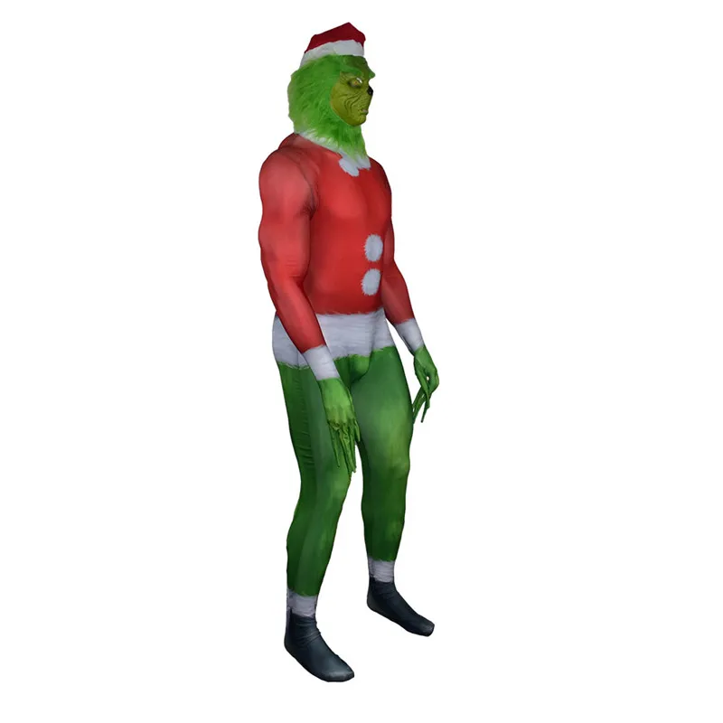 3 типа, Забавный Рождественский костюм Grinch, нарядное платье для взрослых и детей, комбинезон, маскарадные костюмы для Хэллоуина, Санта-Клауса, забавный наряд