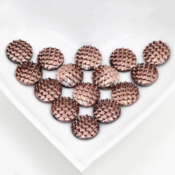 

New Fashion 40pcs 12mm Rose Gold Color Fish Scale Style Flat back Resin Cabochon For Bracelet Earrings accessories H6-57