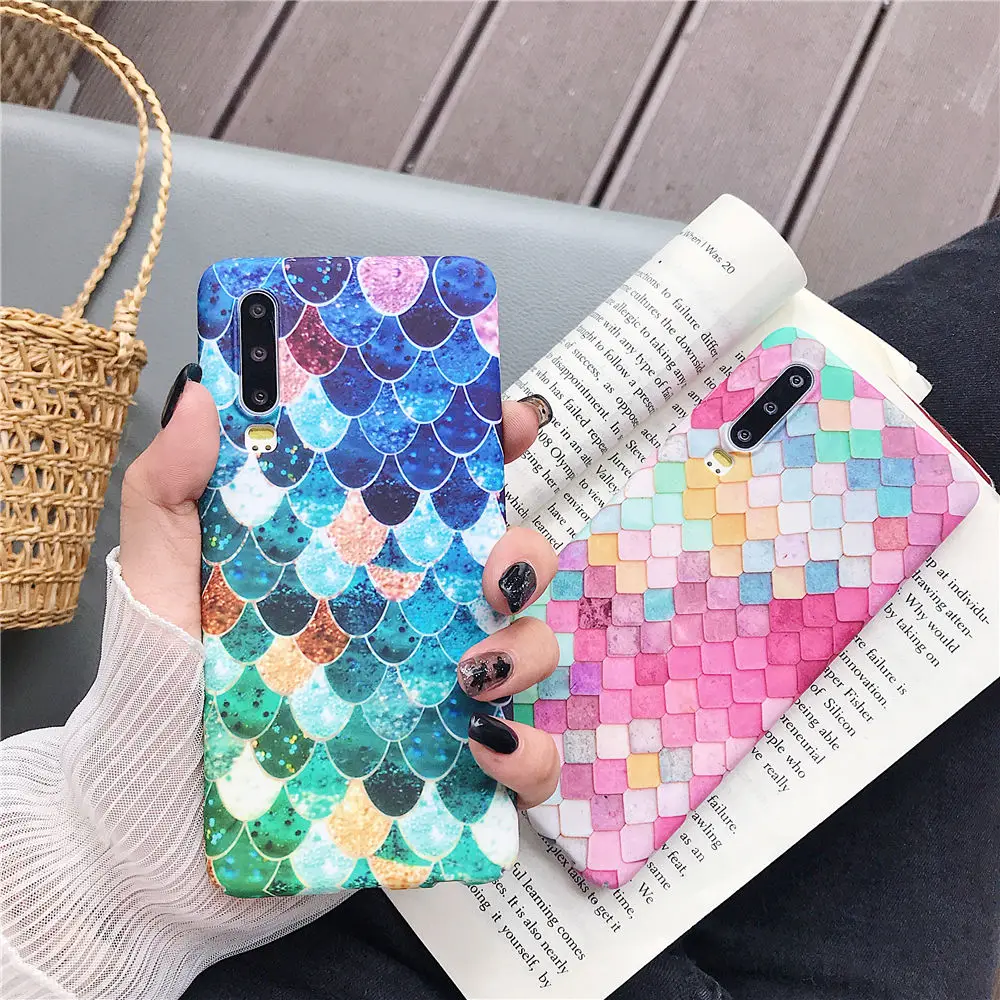 Чехол KISS, светящийся жесткий чехол в виде рыбьей чешуи для huawei P30 Lite P30 Pro P30 P20 Lite P20 Pro P20 P10 Lite P10 P Smart
