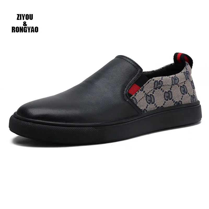 Мужская повседневная обувь из натуральной кожи; Роскошные брендовые Дизайнерские мужские лоферы; мокасины; дышащие слипоны; обувь для вождения; большие размеры 38-45 - Цвет: Черный