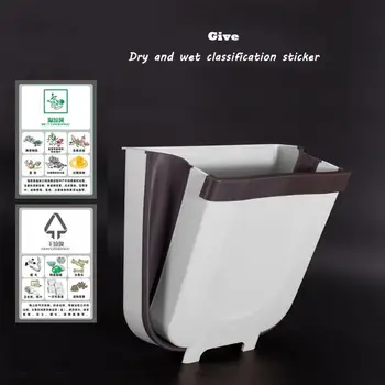 

Folding Waste Bin Kitchen Cabinet Door Hanging Trash Can Wall Mounted Trashcan Household Cleaning Tools Rubbish Waste Storage