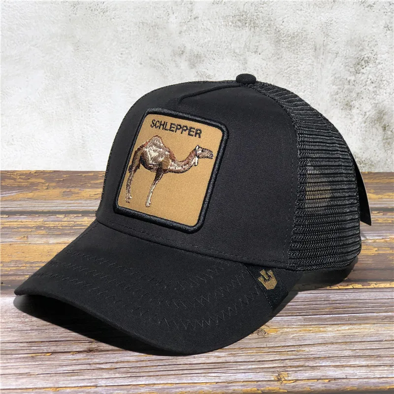 

New Baseball Cap Standing Camel Animal Exquisite Embroidery Anime Cute Fine Stitch Embroidery Summer Mesh Men's Sunshade hats