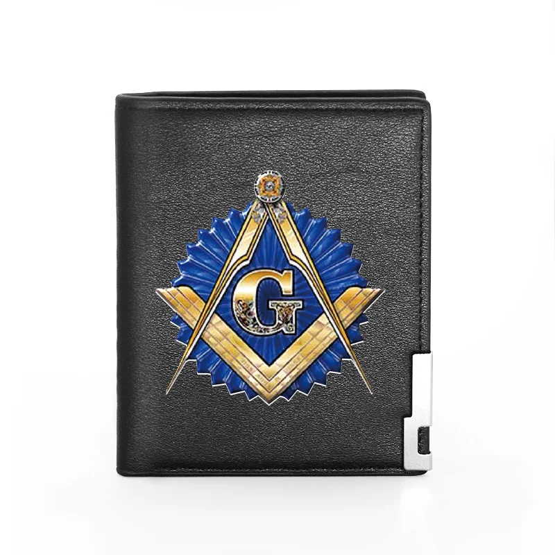 

Classic Fashion Free and Accepted Masons Pu Leather Men Women Short Wallet ID Credit Card Holder Masonic Purse