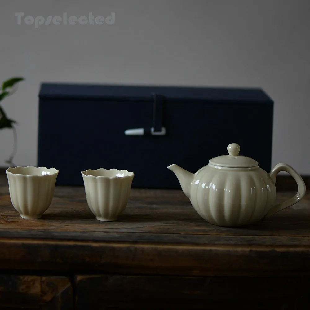 

Ceramic Kungfu Tea Set Teapot Gift Set Honey Color Zen Culture Tea Ceremony Tcup