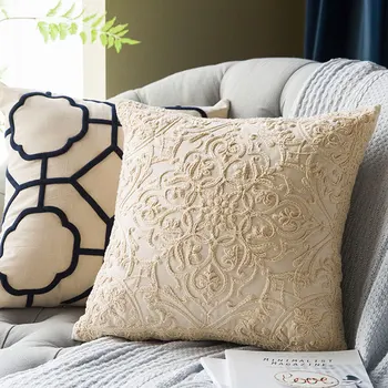 

Embroidered 50x50cm Pillow Case Cover Square Cotton and linen Pillowcase Home Decorative Case body pillow cover Grade A