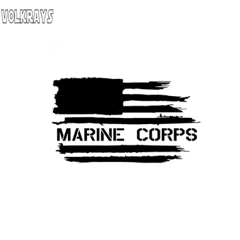 

Volkrays Personality Car Sticker Marine Corps Usmc American Flag Accessories Reflective Vinyl Decal Black/Silver,7cm*13cm