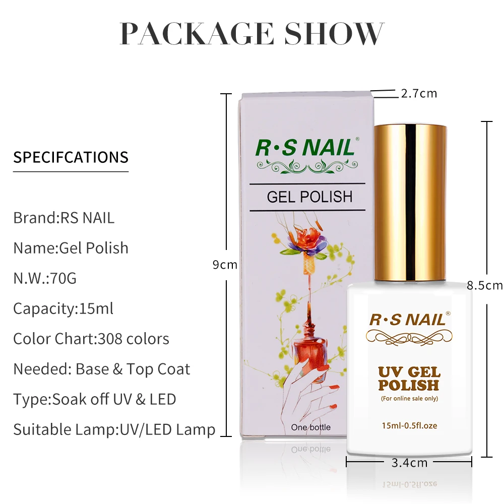 Description Picture 5 of item15ml Color Gel Nail Polish Varnishes Manicure UV&LED Nail Gel 308 Colors #001-150 Lacquer Manicure a set of gel varnishes Semi