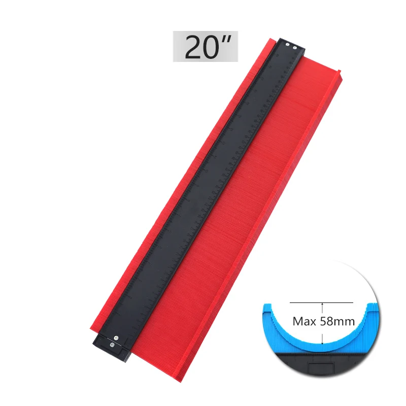 20inch-Red-58mm 1" /20" контурный датчик абс-профиль линейка расширение контур Дубликатор датчик для плитки ламината кромки - Color: 20inch-Red-58mm
