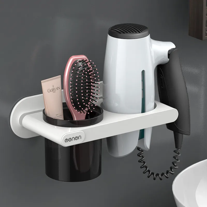 Ogquaton Abs Bathroom Shelf Storage Wall-Mounted Hair Dryer Holder Rack Organizer Hairdryer Bathroom Accessories