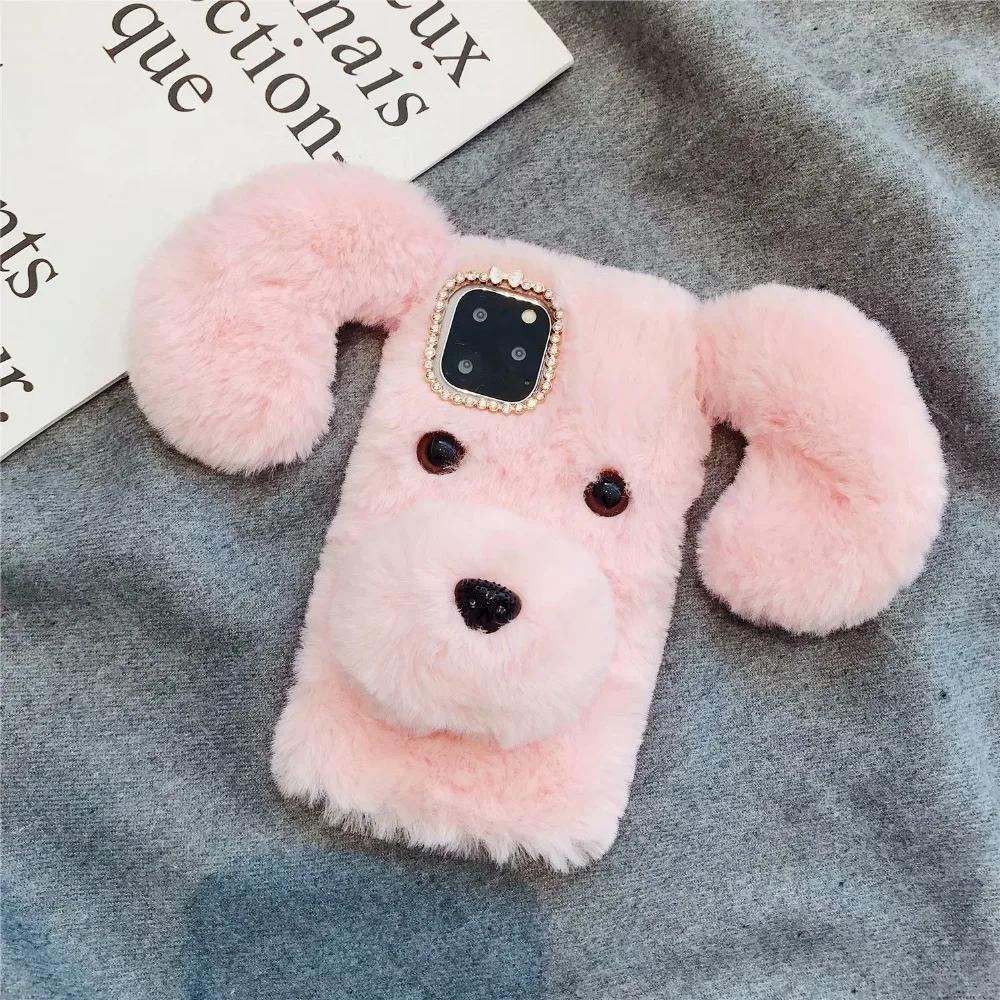 Чехол для iPhone 11 с милой собакой, теплый мягкий Меховой чехол для iPhone 5S 6 7 8 X XS XSMAX 11 Pro ProMax 6P 7P 8 P, мягкие чехлы из ТПУ