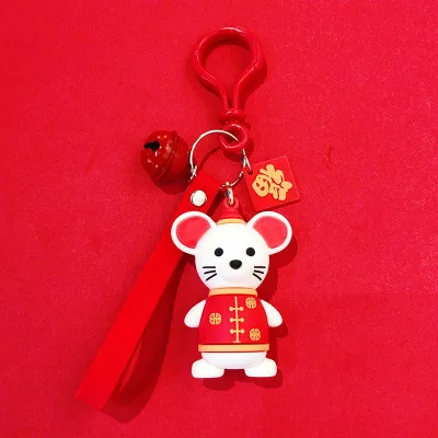 New Creative cute Epoxy Lucky mouse keychain Key Holder Fashion couple key chain Key ring bag pendant New Year Gifts - Цвет: BM60
