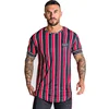 Camiseta informal a rayas para hombre, camisetas de moda, ropa de calle, camisetas masculinas de marca Hip Hop, camiseta para hombre ► Foto 3/6