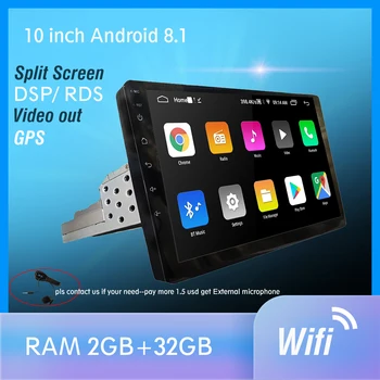 

1Din Car Radio 10" GPS Android 8.1 2G add 32G Car Multimedia Player for Camry Wifi BT DSP Car Stereo