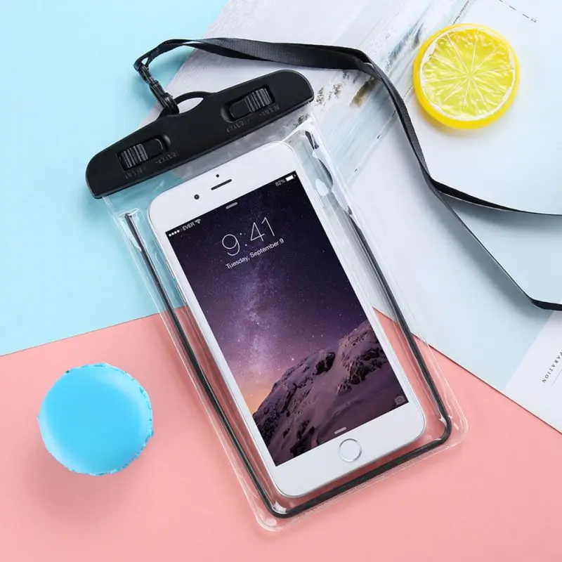 Водонепроницаемый чехол для телефона iPhone 7 8 Plus XR X пляжная сумка для samsung S10 huawei P20 Lite сумка для плавания ming подводная фотография - Цвет: Черный